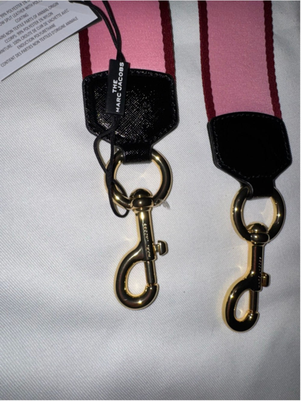 Marc Jacobs Pink Stripe Adjustable Bag Strap Gold Hardware NWT - Picture 3 of 4